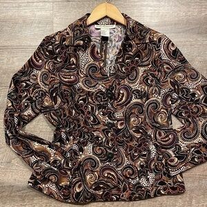 Requirements black/gold/purple Paisley jacket blazer size medium